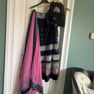 Elegant Pink and Black Lehenga